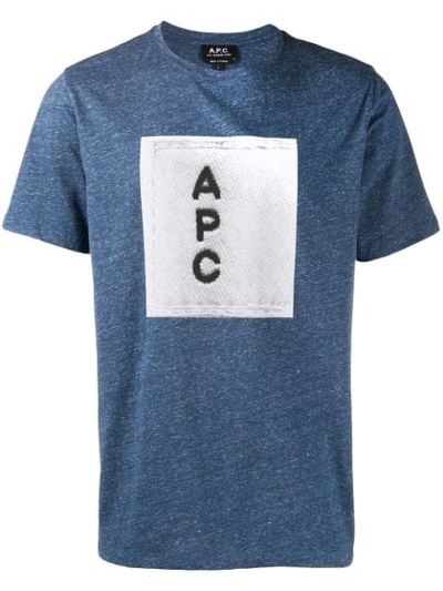 Apc Logo-print Cotton T-shirt In Blue