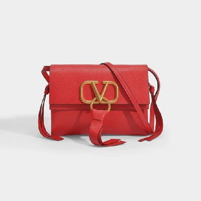 Valentino Garavani | Small Vring Crossbody Bag In Black Calfskin In Red