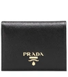 Prada Small Saffiano Leather Snap Wallet In Black
