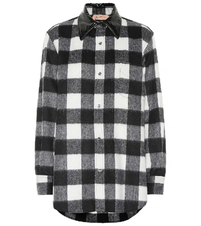 N°21 Checked Wool-blend Shirt In Black