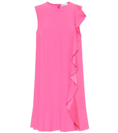 Red Valentino Sleeveless Mini Crepe Dress With Satin-back Ruffle In Sunrise Pink