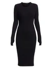 Helmut Lang Crewneck Long-sleeve Rib-knit Dress In Black