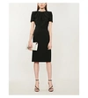 ALEXANDER MCQUEEN GATHERED PADDED-SHOULDER CREPE DRESS