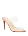 Christian Louboutin Just Nothing 85 Pvc And Patent-leather Mules In Nude