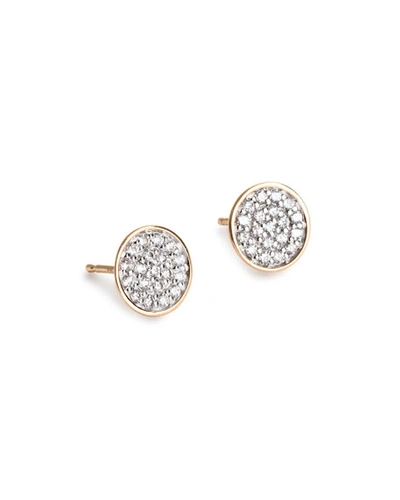 Ginette Ny 18k Rose Gold Sequin Diamond Stud Earrings In Pink And White Gold