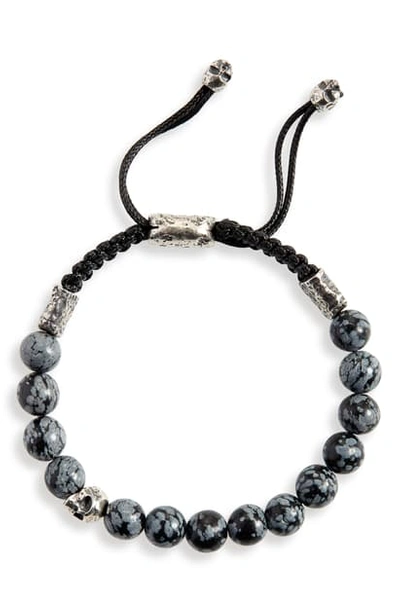 John Varvatos Skull Bead Bracelet In Grey