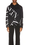Valentino Vltn Macrogrid Hoodie In Black & White