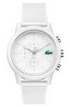 Lacoste Men's Chronograph L.12.12 White Silicone Strap Watch 44mm Women's Shoes In White