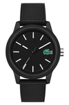 Lacoste Men's 12.12 Black Silicone Strap Watch 42mm Women's Shoes In Black
