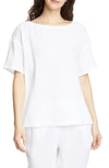 EILEEN FISHER BOAT NECK BOXY ORGANIC COTTON TOP,S9GBA-T4969M