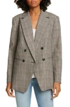 FRAME DOUBLE BREASTED PLAID BOYFRIEND BLAZER,LWOT0327