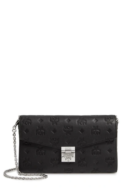 Mcm Millie Medium Calfskin Leather Wallet On A Chain In Black