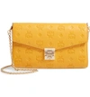 MCM MILLIE MEDIUM CALFSKIN LEATHER WALLET ON A CHAIN - YELLOW,MYZ9AME12