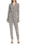 A.L.C KINNEY SNAKE PRINT SILK JUMPSUIT,4JUMP00040