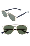 Dior Technologic 57mm Brow Bar Sunglasses - Gold/ Blue/ Green