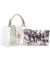 DKNY ELISSA LOGO GRAFFITI FLAP CLEAR SHOULDER BAG, CREATED FOR MACY'S