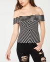GUESS DONELLA OFF-THE-SHOULDER STRIPED TOP