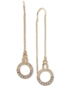 DKNY GOLD-TONE CRYSTAL CIRCLE THREADER EARRINGS