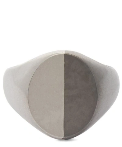 Maison Margiela Two-tone Silver Signet Ring In Silver Black
