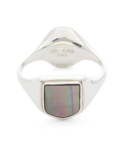Maison Margiela Two-sided Sterling Silver Signet Ring In Silver Black