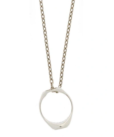 Maison Margiela Mother-of-pearl Ring On Sterling Silver Necklace In Silver Black
