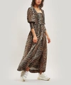 Ganni Shirred Check Maxi-dress In Animal Print