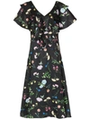 PAPER LONDON PAPER LONDON MAEVA FLORAL PRINT RUFFLE DRESS - 黑色