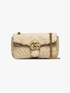 GUCCI GUCCI BEIGE MARMONT SMALL STRAW SHOULDER BAG,443497GZ6AT13975581