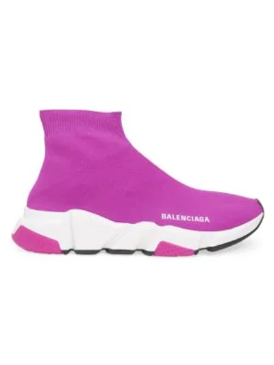 Balenciaga Speed Knitted High-top Trainers In Pink