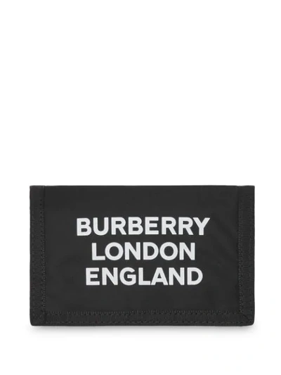 Burberry Logo Print Nylon Travel Wallet In Black