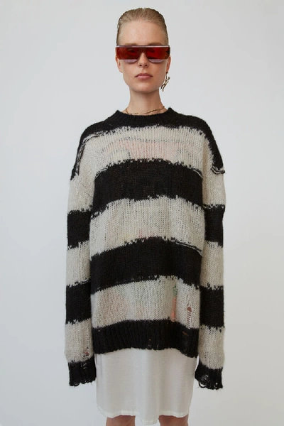 Acne Studios Distressed Striped Sweater Black/grey