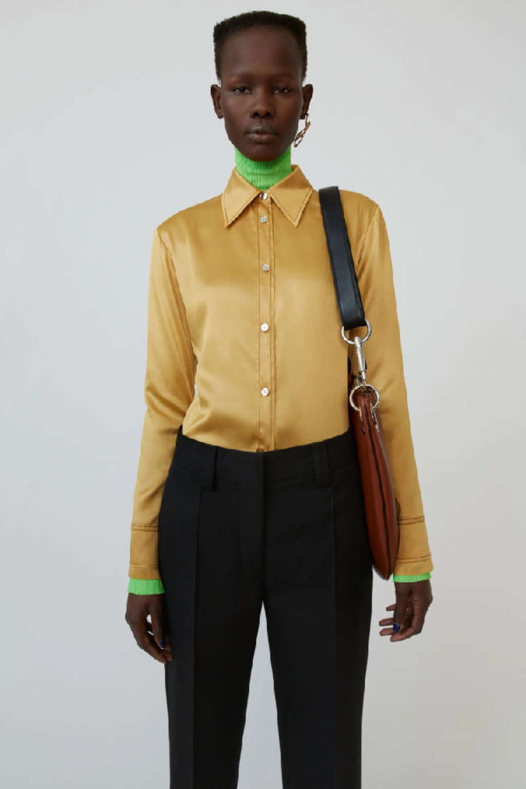 Acne Studios Satin Shirt Yellow Gold | ModeSens