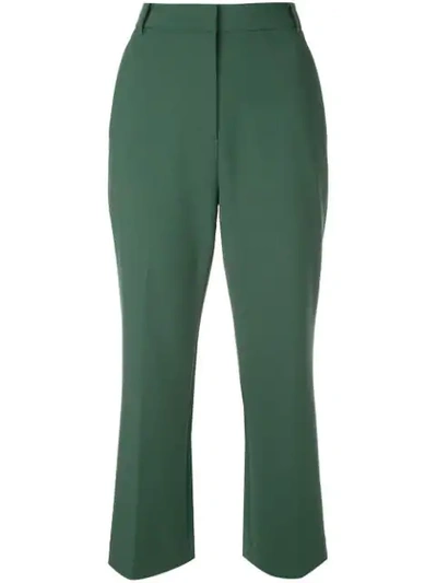 Tibi Anson Stretch Cropped Bootcut Trouser In Green