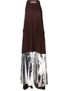 TIBI CLAUDE SEQUIN PANEL HALTERNECK DRESS