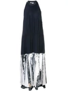 Tibi Pleated Sequin-embellished Poplin And Silk-georgette Midi Dress In Black