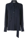 TIBI LIGHTWEIGHT TRIACETATE BLOUSE WITH REMOVABLE TIE