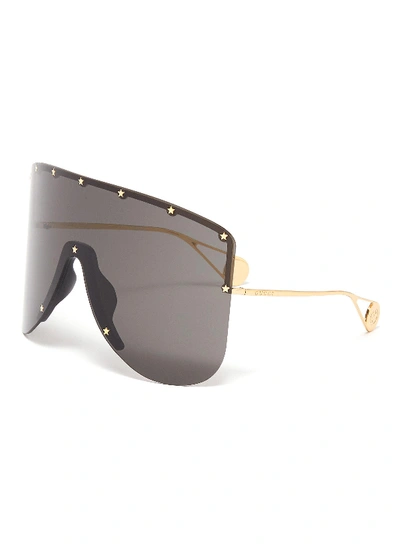 Gucci Star Rivet Metal Oversized Ski Frame Sunglasses