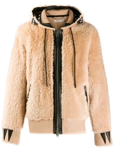 Coach Shearling Rexy Hoodie In Brown - Size 52 In Colour<lsn_delimiter>dirty Chai