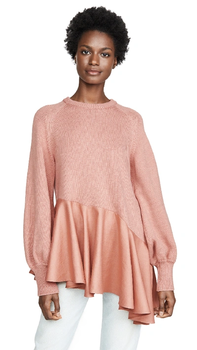 Adeam Asymmetrical Ruffle Jumper In Peach Coral