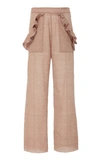 ALIX OF BOHEMIA TULIP RUFFLED COTTON WIDE-LEG PANTS,756264