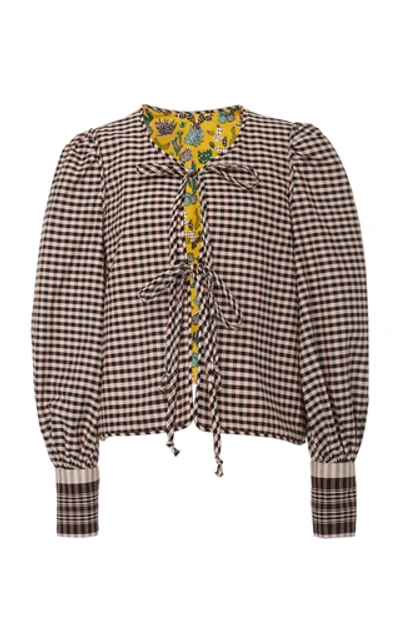 Alix Of Bohemia Brigitte Tie-detailed Plaid Cotton Jacket In Print