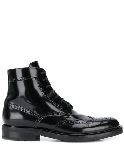 Saint Laurent Leather Ankle Boots In Black