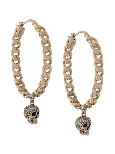 Alexander Mcqueen Chain Skull Hoop Earrings - 金色 In Gold