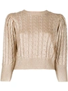 MSGM METALLIC CABLE KNIT SWEATER