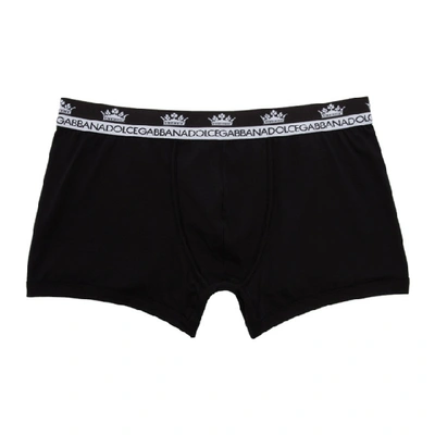 Dolce & Gabbana Dolce And Gabbana Black Crown Regular Fit Boxers In N0000 Black