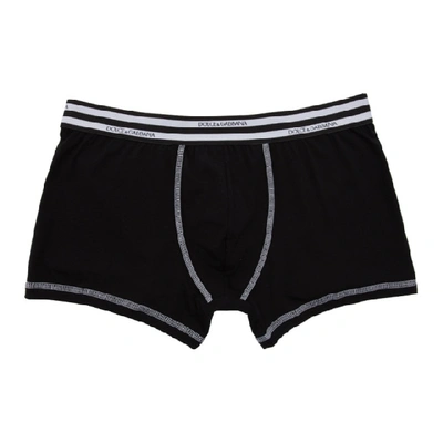 Dolce & Gabbana Dolce And Gabbana Black Logo Stripe Regular Boxers In N0000 Black