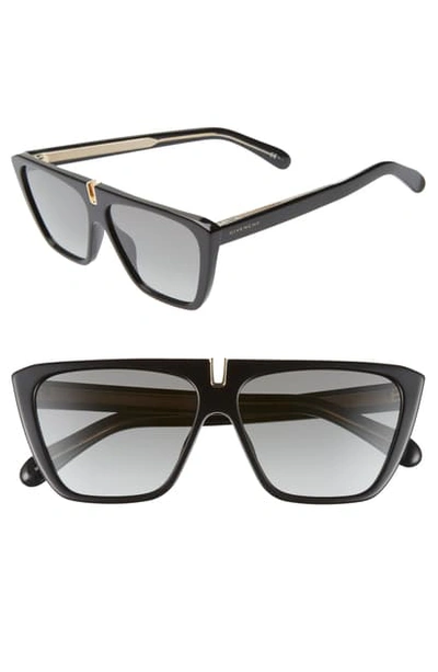 Givenchy 58mm Flat Top Sunglasses - Black/ Gold