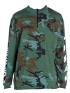 OFF-WHITE MEN'S CAMO QUARTER-ZIP LOGO T-SHIRT,0400011029951