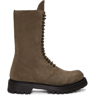 Rick Owens Brown Army Boots In 34 Dust