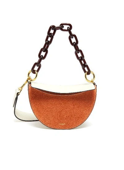 Yuzefi Doris Two-tone Suede And Textured-leather Shoulder Bag In Brown